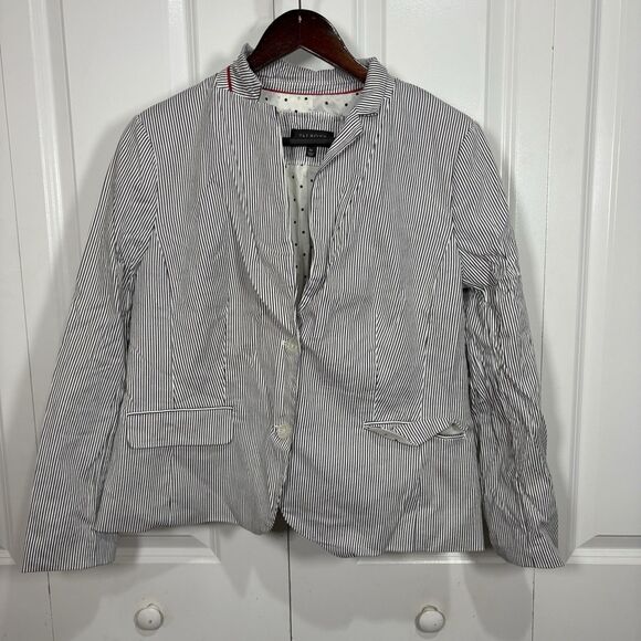 Talbots Blazer 16P Petite Striped Career Jacket Nautical Stretch Lined Classic - Picture 1 of 7